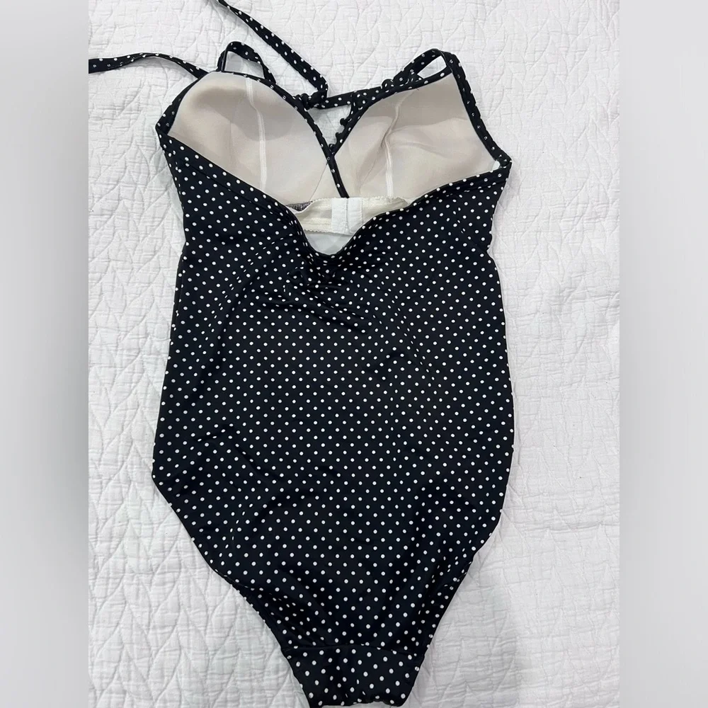 Freya Polka Dot Soft Cup Ruffled Halter One Piece Swimsuit Sz 36DD - Picture 2 of 5